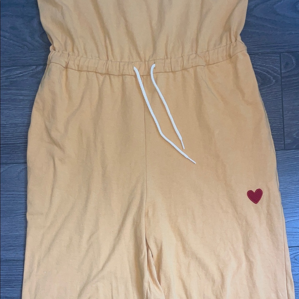 Preloved made in Canada Mustard Jumpsuit with Heart Detail - Picture 4 of 10